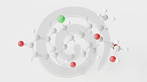 alclometasone molecule 3d, molecular structure, ball and stick model, structural chemical formula synthetic corticosteroid photo