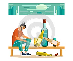 Alcohol addiction Alcoholism Problem Vector Drink