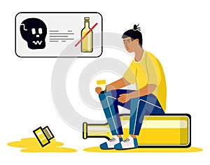 Alcohol addiction Alcoholism Problem Vector Drink