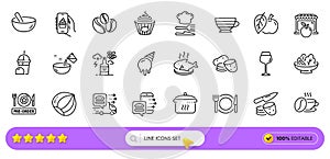 Alcohol addiction, Ice cream milkshake and Ice cream line icons for web app. Pictogram icon. Line icons. Vector