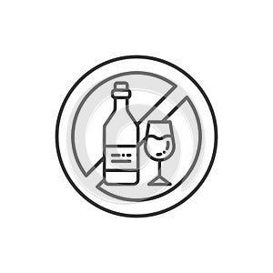 Alcohol allergy line color icon. Beverage intolerance. Non alcohol, sober. Healthy lifestyle. Sign for web page, mobile app,