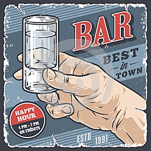 Alcohol bar vintage poster colorful