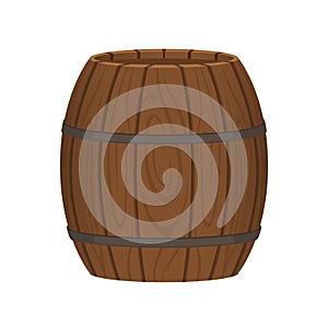 Alcohol barrel, drink container, wooden keg icon isolated on white background. Barrel for wine, rum, beer or gunpowder