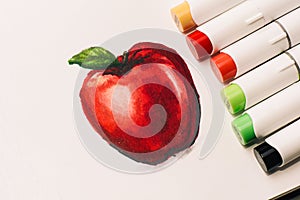 Alcohol based sketch drawing markers. Brush and chisel double ended for illustrators and graphic designers photo