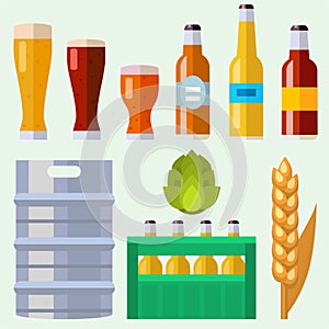 Alcohol beer ale glass vector illustration refreshment brewery and party beverage mug frosty craft drink.