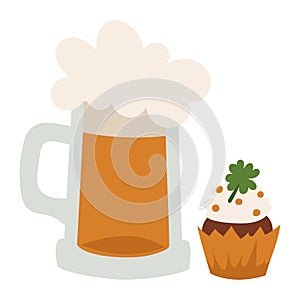 Alcohol beer mug glass cap vector illustration craft drink.