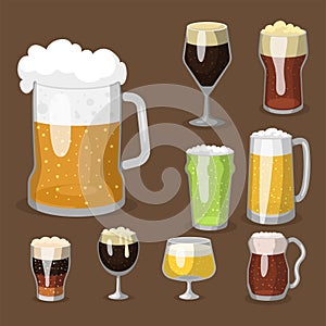 Alcohol beer vector illustration refreshment brewery and party dark beverage mug frosty craft drink.