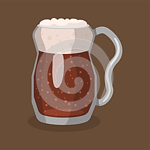 Alcohol beer vector illustration refreshment brewery and party dark beverage mug frosty craft drink.