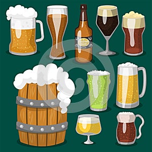 Alcohol beer vector illustration refreshment brewery and party dark beverage mug frosty craft drink.