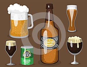 Alcohol beer vector illustration refreshment brewery and party dark beverage mug frosty craft drink.