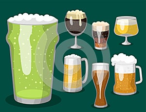 Alcohol beer vector illustration refreshment brewery and party dark beverage mug frosty craft drink.