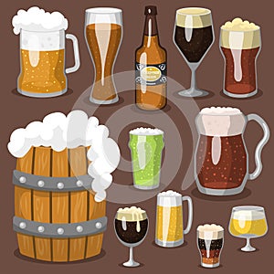 Alcohol beer vector illustration refreshment brewery and party dark beverage mug frosty craft drink.