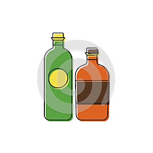 Alcohol beverage bottles icon vector, filled flat sign, solid pictogram isolated on white background