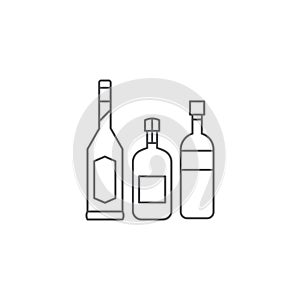 Alcohol beverage bottles icon vector, filled flat sign, solid pictogram isolated on white background