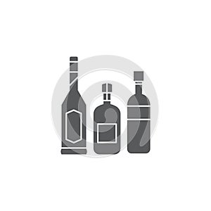 Alcohol beverage bottles icon vector, filled flat sign, solid pictogram isolated on white background