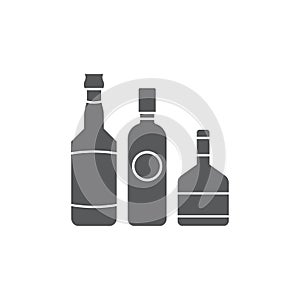 Alcohol beverage bottles icon vector, filled flat sign, solid pictogram isolated on white background