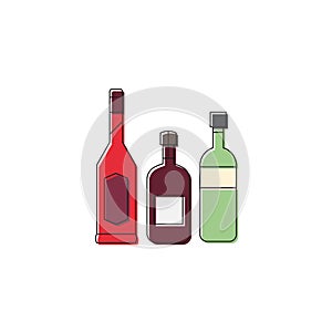 Alcohol beverage bottles icon vector, filled flat sign, solid pictogram isolated on white background