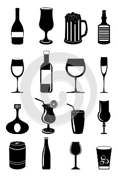 Alcohol beverages icons set