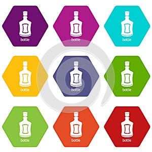 Alcohol bottle icons set 9 vector
