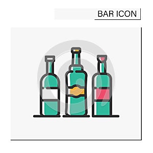 Alcohol bottles color icon