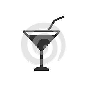 Alcohol cocktail icon in flat style. Drink glass vector illustration on white isolated background. Martini liquid business concept