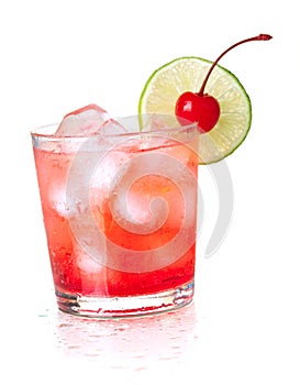 Alcohol cocktail with maraschino and lime