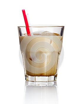 Alcohol cocktail 'white russian' isolated on white