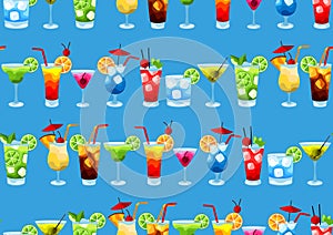 Alcohol cocktails seamless pattern.