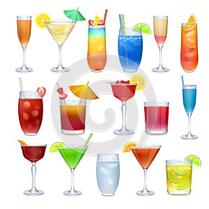 Alcohol coctails and other drinks set