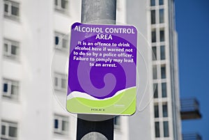 Alcohol Control Area sign, Folkestone