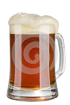 Alcohol dark beer glass with froth isolated photo