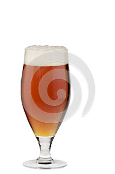 Alcohol dark beer glass with froth isolated photo