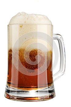 Alcohol dark beer glass with froth isolated