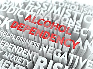 Alcohol Dependency. The Wordcloud Concept. photo