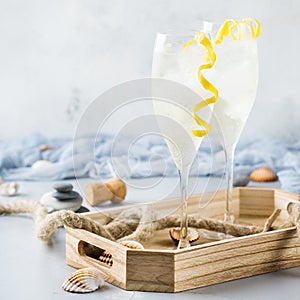 Alcohol drink champagne cocktail for summer days