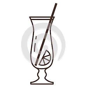 Alcohol drink high glass vector icon. Cocktail glass isolated on white background. Vector illustration.