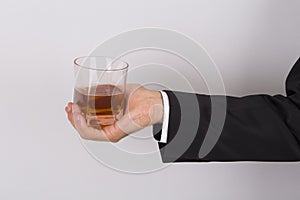 alcohol drinking business man over white background