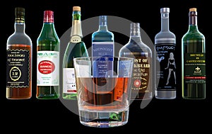 Alcohol, Drinks, Booze Bottles, Isolated photo