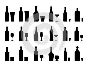 Alcohol drinks collection silhouette