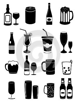 Alcohol drinks icons set