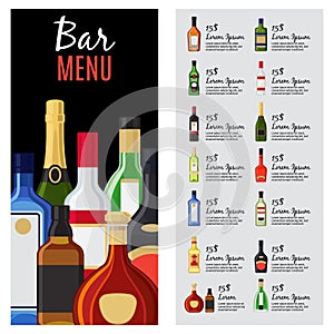 Alcohol drinks menu template