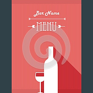 Alcohol drinks restaurant menu template. Wine bar