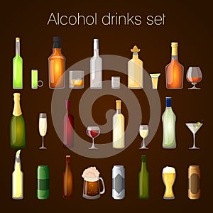 Alcohol drinks set