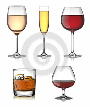 Alcohol drinks set.