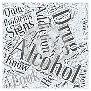 Alcohol and Drug Addiction word cloud concept vector background
