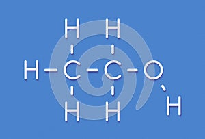 Alcohol ethanol, ethyl alcohol molecule, chemical structure. Skeletal formula.