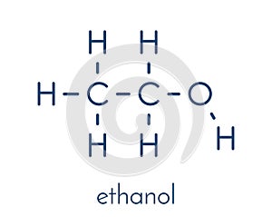 Alcohol ethanol, ethyl alcohol molecule, chemical structure. Skeletal formula.