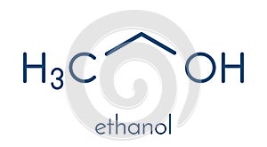 Alcohol ethanol, ethyl alcohol molecule, chemical structure. Skeletal formula.