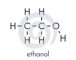 Alcohol ethanol, ethyl alcohol molecule, chemical structure. Skeletal formula. photo