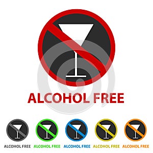 Alcohol Free Icon - Different Colors